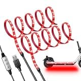 Miisiya Scooter Lights for Night Riding, Electric Scooter Led Strip Lights Red Led Lights for Bicycle Skateboard Accessories 5V Flashing Mode