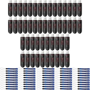 SanDisk USB Type-A Glide 16GB Flash Drive 50 Pack Up to 100MB/s Read Speed Compatible with Laptops and Personal Computers (SDCZ600-016G-B35) Bundle with (50) Everything But Stromboli Lanyards