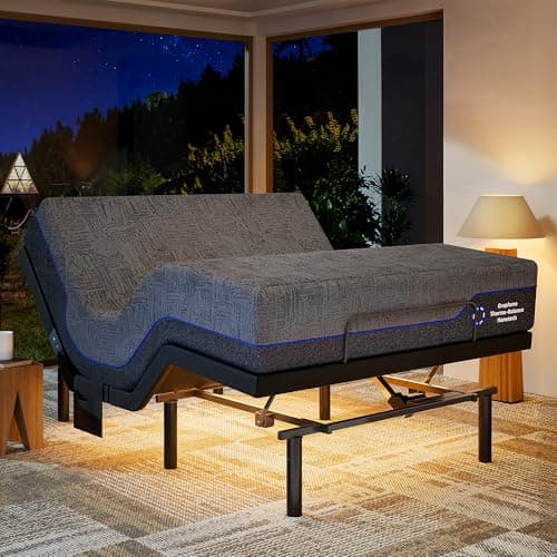 Marsail NS0 Adjustable Base with Mattress Set, Full Adjustable Bed Frame + 10-inch Cooling Gel Memory Foam Mattress, Dual Motor Bed Frame with Wireless Remote, CertiPUR-US Certified