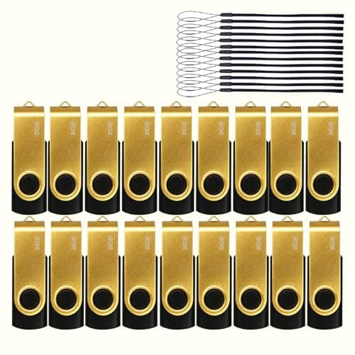 20 Pack 8GB USB Flash Drive,USB 2.0 Thumb Drive with 20 Lanyards, Bulk USB Drives,8GB 20pcs