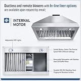 CHETTO C Black Stainless Steel Range Hood with High CFM Vent Hood Insert 4-Speed Settings Baffle Filter LED Lights 30"W x24"D x51"H Wall Mount