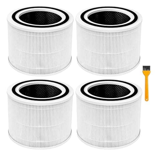 4 Pcs 12070 Replacement Filters Compatible with Clorox 11070 Medium Room Air Purifier, With Brush, Reduces Dust Pollen Pet Dander, 3-Stage Pre-Carbon Filtration for Home