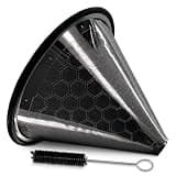 Pour Over Coffee Filter Reusable Stainless Steel - 800 Mesh Black Cone with Black Ring for Clean, Sediment-Free Brew, Compatible with Hario V60 & Chemex, Paperless Coffee Dripper with Cleaning Brush