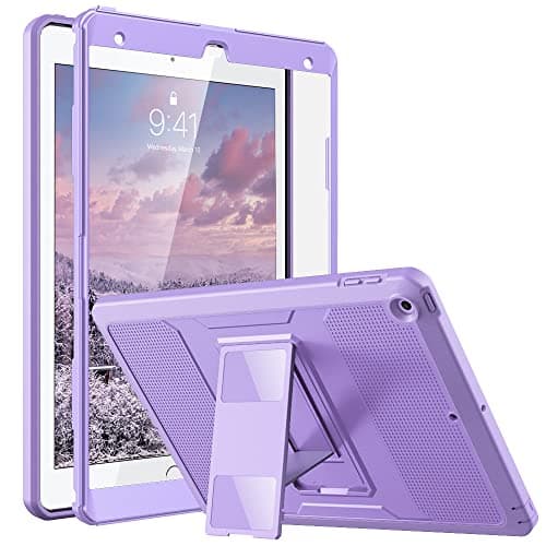 MoKo for iPad 10.2 Inch Case iPad 9th Generation 2021/ iPad 8th Generation 2020/ iPad 7th Generation 2019, [Heavy Duty] Shockproof Full Body Protective Cover with Built-in Screen Protector, Purple