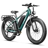 Jasion EB5 MAX Electric Bike for Adults with 1500W Peak Motor, 48V 15Ah (720Wh) Battery Electric Mountain Bike, 26'' x 4'' Fat Tire Ebike, 28+MPH Speed, Cruise Control, with Fenders, Rear Rack