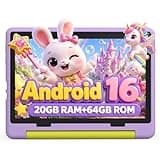 Urao Kids Tablet, Android 16 Tablet for Kids 10 inch with Case, 20GB RAM 64GB ROM 1TB TF Card Expandable for Toddler Children, Parental Control, Dual Camera, WiFi,Gift