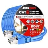 AvesView CAT 6 Ethernet Cable 150 FT, Indoor High-Speed 10Gbps Snagless Long CAT6 150ft Ethernet Cable for Internet, Router, Modem, Computer, PlayStation, Xbox, POE Camera, Printer (Blue, 150 Feet)
