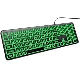 Hamile Large Print Light Up Keyboard, USB Silent Wired Keyboard