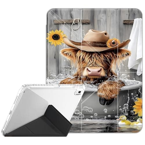 Case for Samsung Galaxy Tab S10 Lite/S10 FE/S9 FE 10.9 Inch (2025/2023) Galaxy Tab S9 11 Inch ， Clear Back Y-Fold Standing Cover Auto Sleep/Wake, Highland Cows Bathing