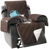H.VERSAILTEX 100% Waterproof Oversized Recliner Cover 1-Piece Reversible Recliner Covers for Large Recliner with Elastic Straps Sitting Width Up to 28" (Oversized Recliner, Brown/Beige)