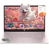 HP Laptop 2026 Edition with Copilot AI, 16GB RAM, 512GB SSD + 128GB UFS, Intel Processor, Long Battery Life, Lightweight, 1 Year Office 365, Windows 11 Home S for Students & Office, Type-C HUB, Pink