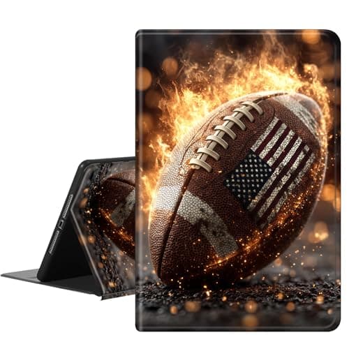 RMJKXQZG for Apple iPad Air 13 Inch Case (M3/M2-2025/2024 Release), Slim iPad 13 Protective Case with Stand Hard Back Shell for iPad Air 13, Auto Wake/Sleep, American Flag Flaming Football