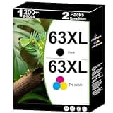 63XL Ink Cartridge Replacement for HP 63 XL Black Combo for HP63 HP63XL for 4650 3830 5255 4520 5258 3630 4652 4655 5200 4512 3632 5252 2132 1112 2130 4510 3634 3833 Printer with V10.3.1 Chip,2-Pack