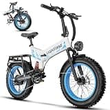 VEBLUE 1500W Folding Electric Bike for Adults,52V 20Ah Removable Battery Ebike, 70 Miles Max,20" x4.0 Fat Tire E-Bike, Foldable Dual Suspension Electric Bicycle for Commute,Mountain-Blue