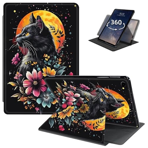 LYHXLYJH for Samsung Galaxy Tab A9 Plus Case 11 Inch 2024 2023 (SM-X210/X216/X218),360 Degree Rotating Smart Cover Case with Auto Sleep/Wake-Art Cat