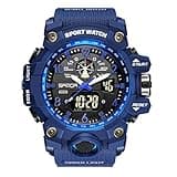 KXAITO Men's Watches Sports Outdoor Waterproof Military Watch Date Multi Function Tactics LED Face Alarm Stopwatch for Men 3169 (Dark Blue)