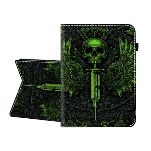 CICPLKSE Case for 6.8" Kindle Paperwhite (11th Generation-2021) and Kindle Paperwhite Signature Edition,Premium PU Leather Cover with Auto Sleep Wake,Skull with Wings