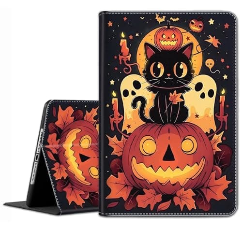 Case for iPad Air 11 Inch M2 Case 2024, iPad Air 6th/5th/4th Generation (2024/2022/2020) 10.9 Inch- Slim Fit Standing Cover with Auto Sleep/Wake, Cartoon Cat Pumpkin