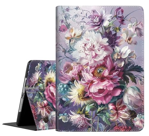 Case for 9.7 Inch 2017 2018/Ipad air/Ipad Air 2， Auto Sleep/Wake Multi-Angle Viewing Slim Folio Stand Cover Case for Ipad 6th/5th Generation，Peony