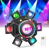 YeeSite Moving Head DJ Lights: 150W 6-Arms Beam+Disco Ball+Red Green Starry+Strobe+Ring - Remote & DMX Control Sound Activated - Excellent Cooling Easy Setup for Stage Party Events Band Club KTV