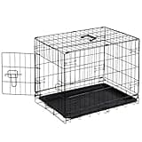 Sweetcrispy 24 Inch Single Door Dog Crate, Metal Pet Kennel with Secure Lock, Foldable Design, Removable Tray for Easy Cleaning, Portable Puppy Cage for Small Dogs, Ideal for Training & Travel