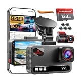 TERUNSOUl Dash Cam Front and Rear, 4K+4K Dash Camera for Cars, Free 128GB Card, WiFi Up to 19MB/s, Starlight Night Vision, G-Sensor, 24H Parking Mode, 2.99" Full-Laminated Screen, Cable Clip