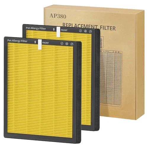 Akeelia AP380 Pet Care Replacement Filter Compatible with Akeelia AP380, 3-IN-1 HEPA Filter and Activated Carbon Filter for Home,Bedroom,Office,2Pack,Yellow