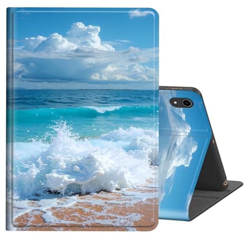 BREIDMKFM for iPad Air 11-inch Case M4/M3/M2(2026/2025/2024),iPad Air 5th/4th Generation (2022/2020) 10.9",Auto Wake/Sleep Multi-Angle Viewing Leather Protective Stand Cover,Blue Beach Sea