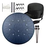 Steel Tongue Drum, 10 Inch 11 Notes D Tone Glucophone Steel Tongue Drum Ethereal Percussion Instrument(Black)