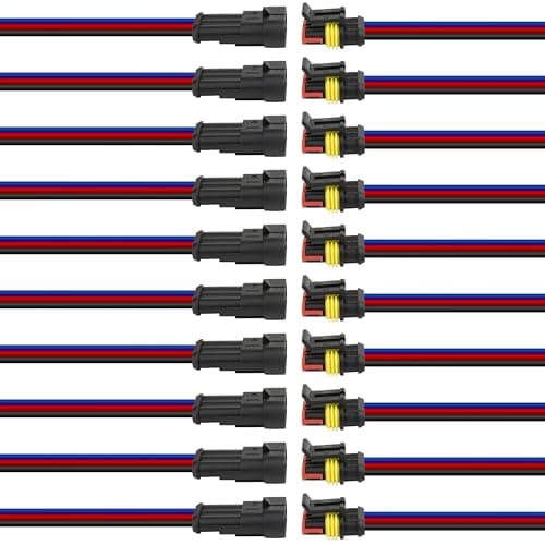 10Pcs 3 Pin Connector, 16AWG Car Waterproof Electrical Connector, Quick Disconnect Play, 3 Wire Waterproof Connector for Automobiles, Trucks, Boats, Motorcycles and Other Electrical Connections