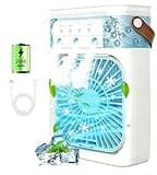 Portable Air Conditioners, 2000mAh Rechargeable Mini Air Cooler Fans, 500ML Personal Portable AC Unit with 3 Speed, 2 Spray, 7 Color, 3 Timer, Small Desktop Cooling Fan for Bedroom Office (White)