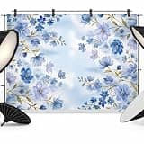 Blue Purple Floral Backdrop 7x5ft Romantic Botanical Cottagecore Flowers Photography Backdrop Photoshoot Background Tapestry Banner for Birthday Baby Shower Decoration Party Video Photo Studio Props