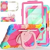 Case for Samsung Galaxy Tab A11+ Plus/A9+ 11 Inch 2025/2023,Ubearkk Case for Samsung Galaxy A9 Plus/A11+ Tablet case with Screen Protector 360 Rotating Stand Shoulder Strap Pen Holder, Colorful Pink