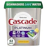Cascade Platinum Dishwasher Pods, Dishwasher Detergent, Dishwasher Soap, Actionpacs, Lemon, 62 Count