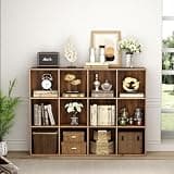 VDNEND 12-Cube Storage Organizer with Closed Back Panel, 11-inch Wooden Cube Shelves, Bookshelf, Display Shelf, Closet Cabinet for Home and Office (35.98L x 9.45W x 47.72H) - Brown