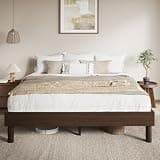SHA CERLIN King Size Bed Frame, Wood Platform Bed with Reinforced Metal Slats, 7.9 Inch Under-Bed Storage, No Box Spring Needed, Noise Free Design, Easy Assembly, Walnut