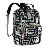 Coifrok Customizable Large Capacity Diaper Bag Personalized Name, Waterproof Multi-Function Mommy Bag with Thermal Pockets for Girls and Boys，Pink Butterfly