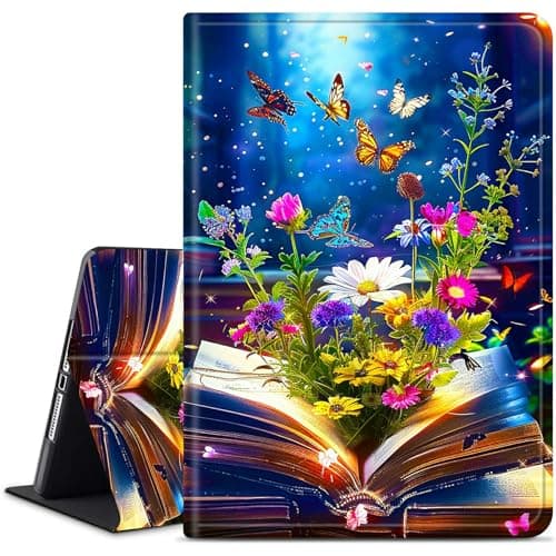 Dikoer for iPad Pro 11 Inch M4 2024 (5th Generation) Model: A2836/A2837/A3006 Tablet Case, Slim Kickstand Stand Leather Smart Cover with Auto Wake/Sleep, Book Flower