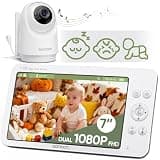 bonoch 2026 Upgraded V2.0 Baby Monitor No WiFi, 7" 1080P MegaView Video Monitor with Camera and Audio, Sleep/Crying/Motion Detection, 6000mAh Battery, VOX Mode, Night Vision, Hack Proof, White Noise