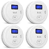 4 Pack Large Space 2-in-1 A-larm D-etector, Battery Powered with Digital Display & LED Light, Low Battery Warning, Test Button, 85dB Sound Alert