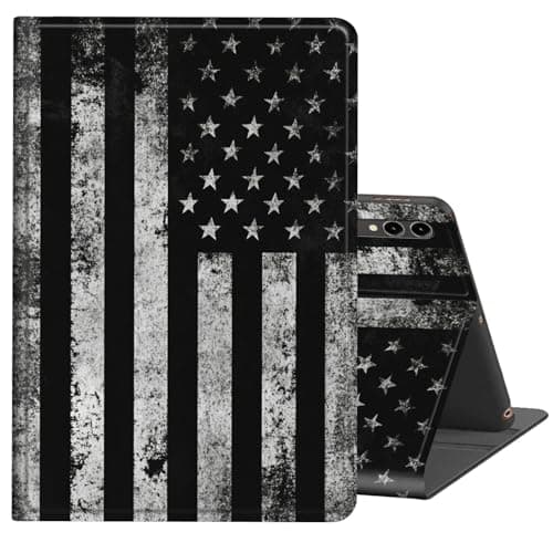 FKIUBWRY Case for Samsung Galaxy Tab S10 Plus / S9 FE Plus / S9 Plus 5G Tablet 12.4'' Case,Slim PU Leather Multi-Angle Stand Folio Cute Cover with Auto Wake/Sleep,Black American Flag