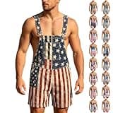 LVOFTJU American Flag Overalls,American Flag Overalls Men 250Th Anniversary 4Th Of July 1776-2026 Independence Day Patriotic Sleeveless Adjustable Strap Bib Shorts With Pocket,A017Navy,XXL