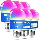 Lightinginside Smart Light Bulbs 6 Pack, Smart Bulb Works with Alexa/Google Home/SmartLife, CRI>90, RGBCW Color Changing Light Bulbs, 60W 2.4G WiFi & BLE A19 E26 LED Bulb, No Hub Required, ETL Listed