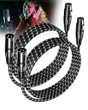 GLANICS 10FT XLR Cable 2 Pack, Low Noise Braided Shielded Microphone Cable