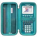 Supmay Calculator Case Compatible with Texas Instruments TI-84 Plus CE/TI-84 Plus/TI-83 Plus/TI-83 Plus CE Color Graphing Calculator, Storage Holder Case with Mesh Pocket for USB Cable, Green