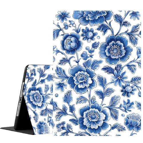 Case for Samsung Galaxy Tab S9/S9 FE 11 inch Case 2023 Model(SM-X710/X716B/X718U/X510/X516B/X518U), Slim Folding Stand Cover with Auto Wake/Sleep, Cyan Flower