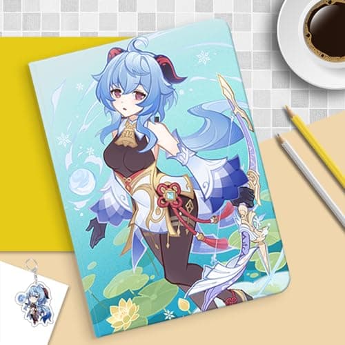 SodaMeow Anime Tablet Case Compatible with iPad 7/8/9/10/Pro/Mini/Air with Pencil Holder, 5-Star Characters Series (Ganyu,iPad Air 2nd/1st (9.7"))