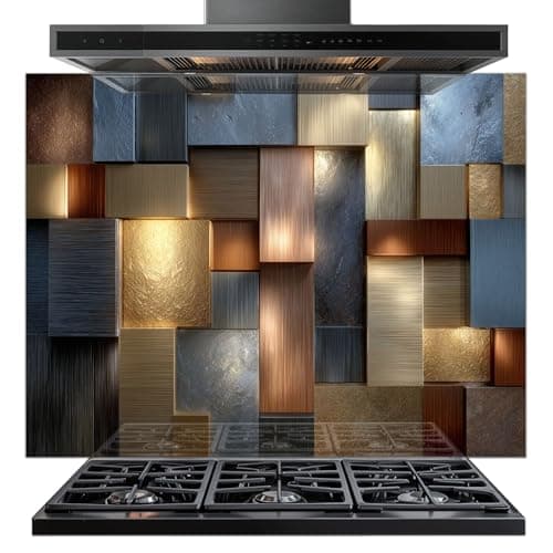 Tempered Glass Backsplash for Kitchen - Easy to Clean Behind Stove Backsplash Protector for Wall - Heat and Scratch Resistant Backsplash for Stove - Brick Design