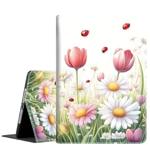 Case for iPad 9th/8th/7th Gen 2021/2020/2019 iPad 10.2 Inch Also Fit iPad Air 3th Gen 2019/iPad Pro 10.5 inch，Standing Cover with Auto Sleep/Wake, Ladybug and Stamen
