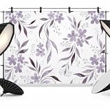 Purple Floral Backdrop 12x8ft Watercolor Botanical Flower Country Spring Photography Backdrop Photoshoot Background Tapestry Banner for Birthday Baby Shower Decoration Party Video Photo Studio Props